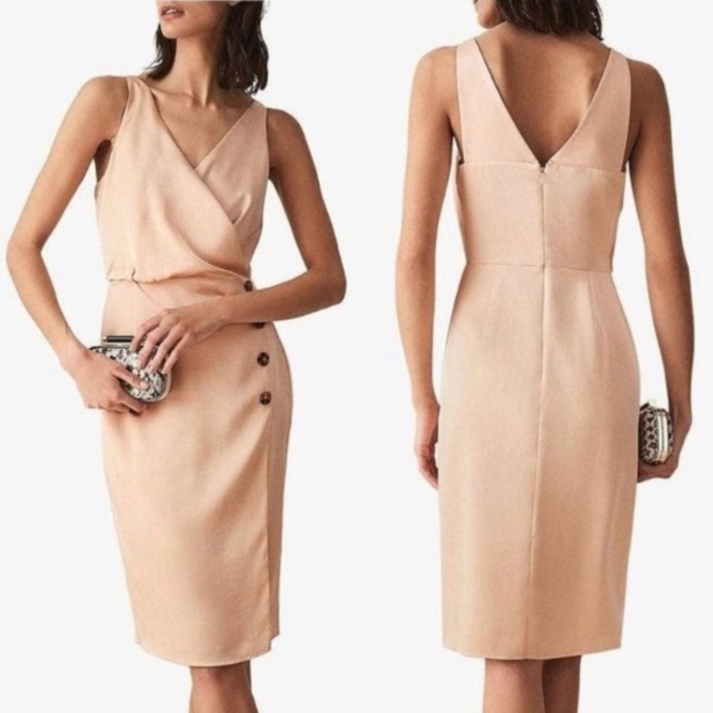 Reiss Blush Beige Sleeveless Midi Dress